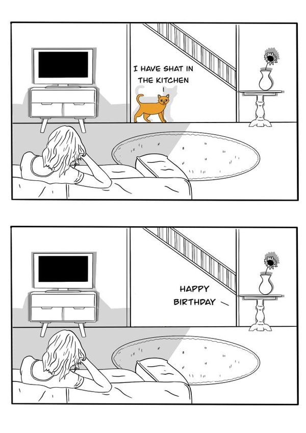 Funny Birthday Card - Cat Shit - From The Cat created by C.W ILLUSTRATIONS