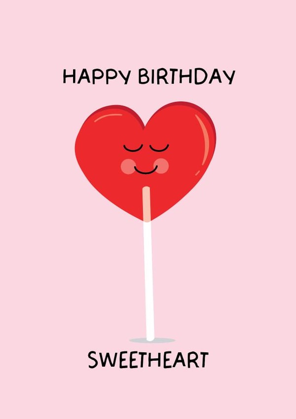 Cute Birthday Card - Sweetheart - Lollypop created by Puns and Needles