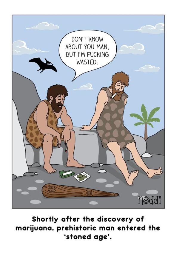 Funny Birthday Card - For Him - Stoned Age - Caveman Comic created by Liverpool Card Studio