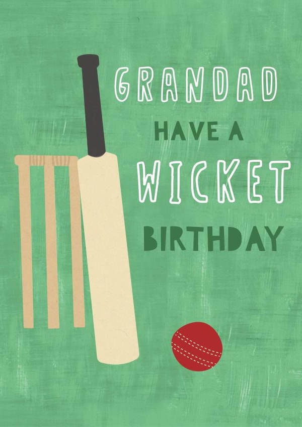 Punny Birthday Card - For Grandad - Cricket - Have A Wicket Birthday created by Jessica Eyre