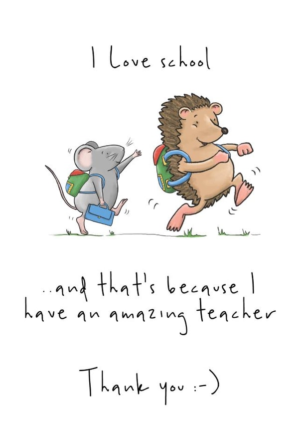 Cute Thank You Card - Amazing Teacher - Woodland Animals created by Lucy Driver