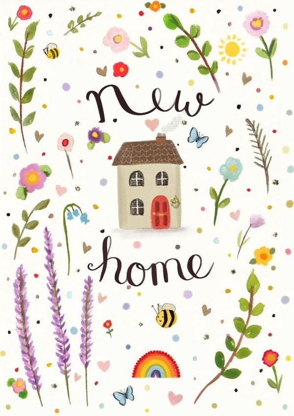 Pretty New Home Card - Illustration created by Love Lucy Illustration