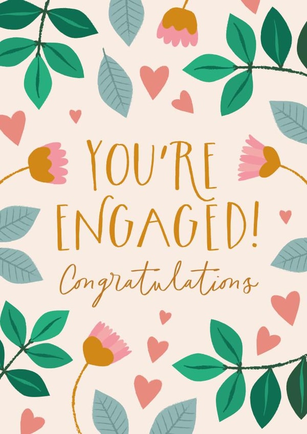 Pretty Congratulations Card - You're Engaged - Botanical created by The Pattern Press
