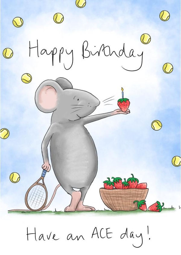 Cute Birthday Card - Tennis Playing Mouse - Have An Ace Birthday created by Lucy Driver