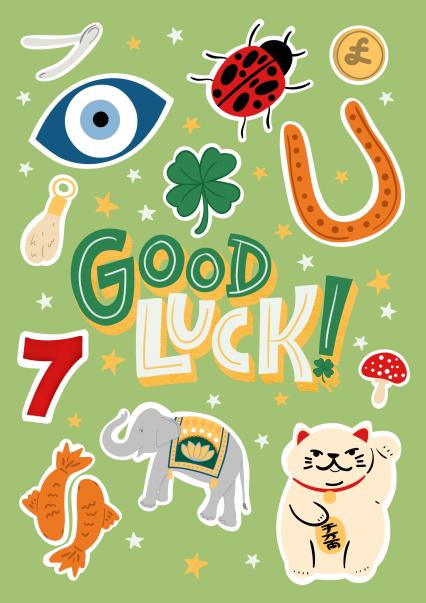 Lu Good Luck Card, Good Luck Greeting Card, Cute Good