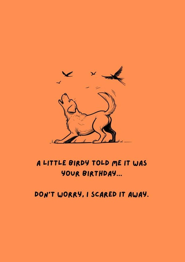 Cute funny birthday card funny dog puppy labrador bird bark created by Hatch Creative Studio