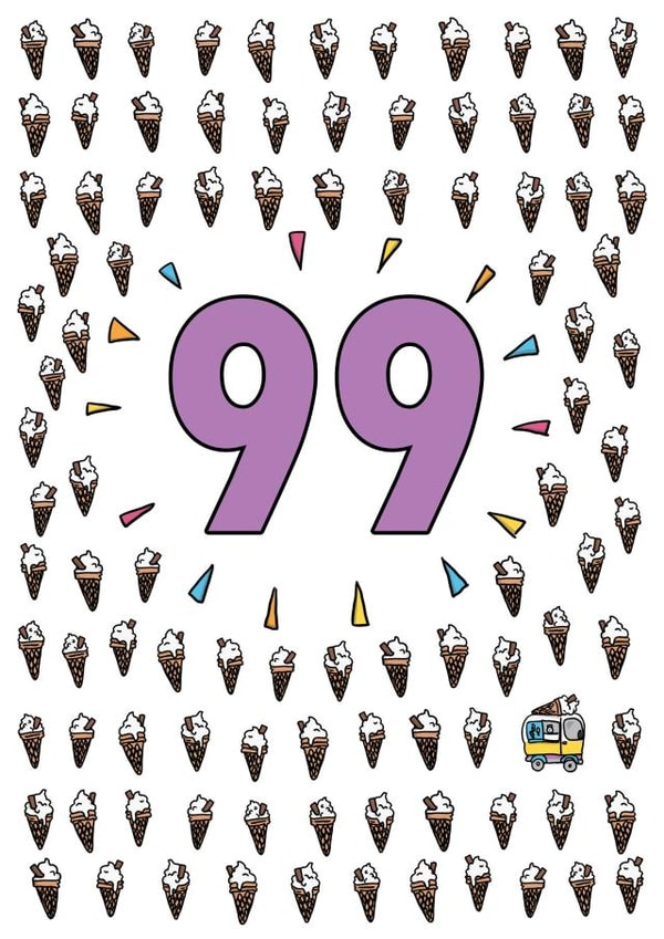 Cute 99th Birthday Card - 99 Ice Creams created by Kat Willott