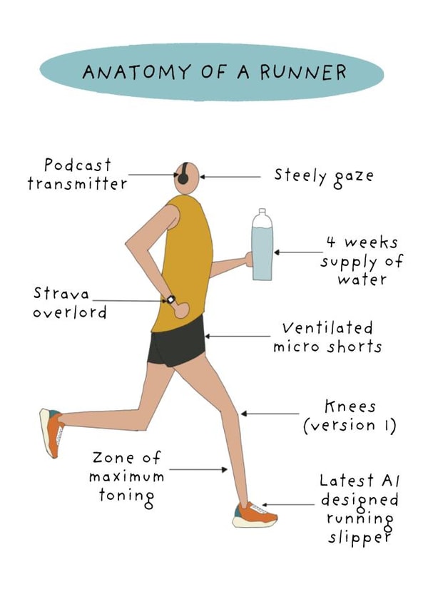 Funny Birthday Card - Running - Anatomy Of A Runner created by Not at all Jack