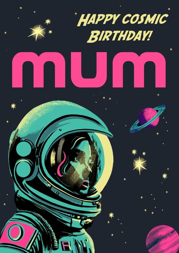 Retro Birthday Card - For Mum - Space Sci Fi created by Rocket68