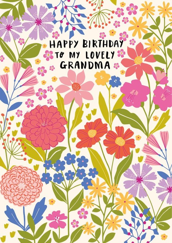 Pretty Birthday Card - For Grandma - Floral Botanical created by Nina Raby - Jones