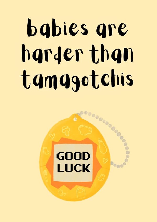 Funny New Baby Card - Tamagotchi - New Parents - Pregnancy created by Sian Moore Illustration