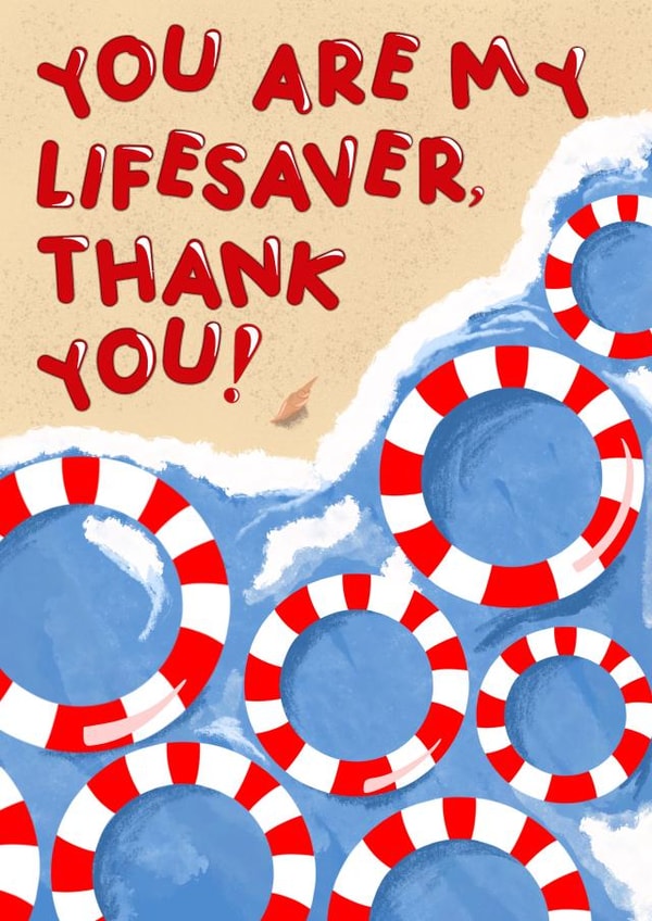 Punny Thank You Card - You Are My Lifesaver created by AmySrvc Illustration