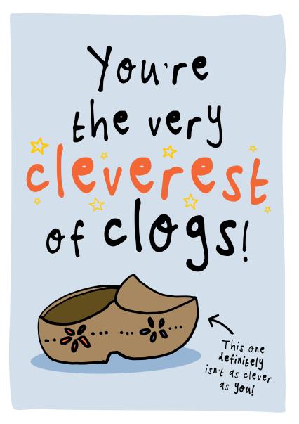 Silly Funny Clever Clogs Card - Exam Results - GCSE A Level Degree ...