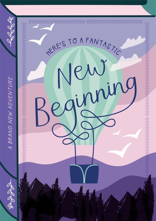 Pretty Good Luck Card - Book - Here's to a Fantastic New Beginning created by Two For Joy Illustration