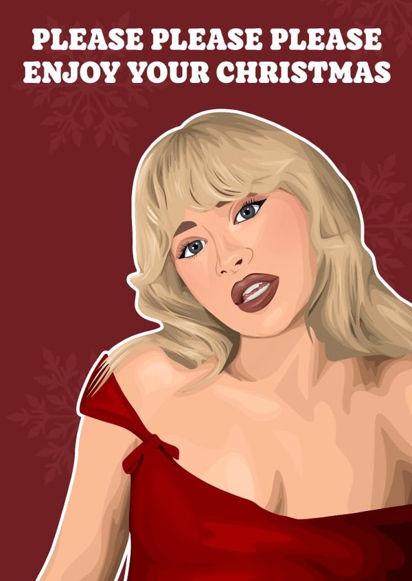 Funny Christmas Card - Please Please Please - Sabrina Carpenter created by Pink + Pip
