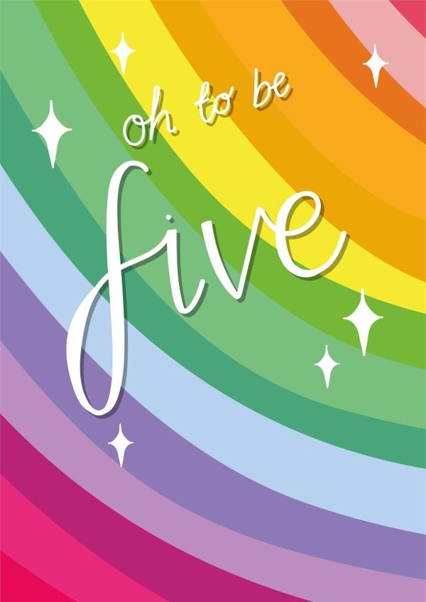 Cute Birthday Card - Oh to be Five - 5th created by Two For Joy Illustration