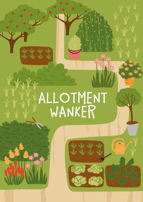 Funny Friendship Card - Allotment Wanker - Gardening Friend created by Superlush Cards