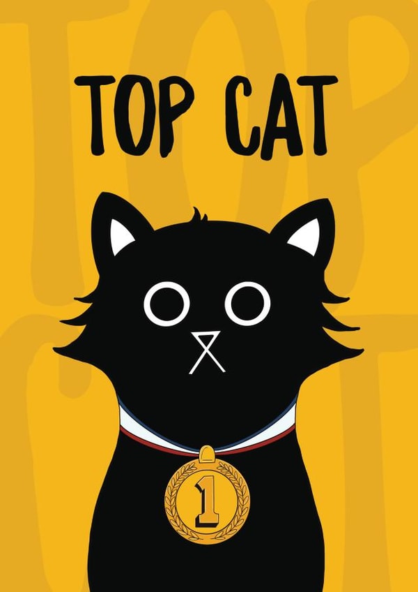Cute Congratulations Card - Top Cat - Medal created by Baldy And The Fidget