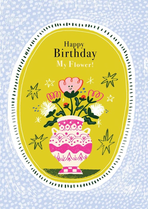 Happy Birthday my flower whimsical cute card for friends or family created by Gina Shord