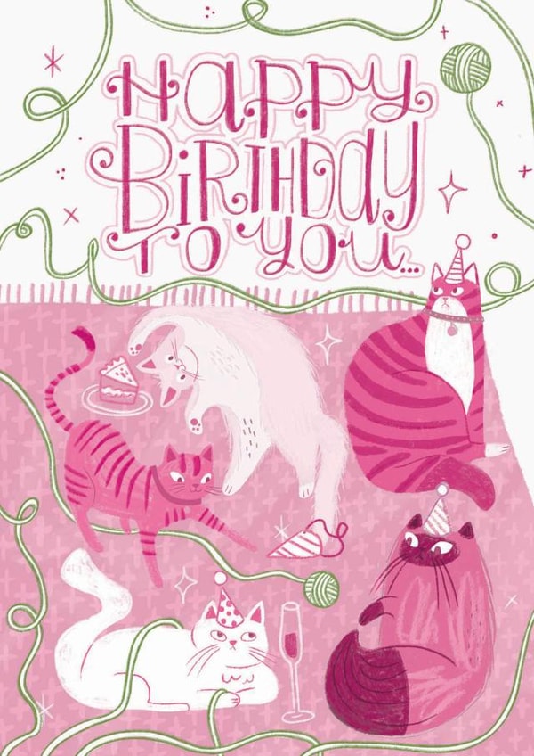 Cute kitty birthday Card for your cat obsessed friend it's perfect for birthdays created by Gina Shord
