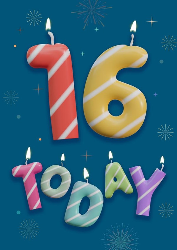 Classic 16th Birthday Card - Candles created by Art Thunderclap