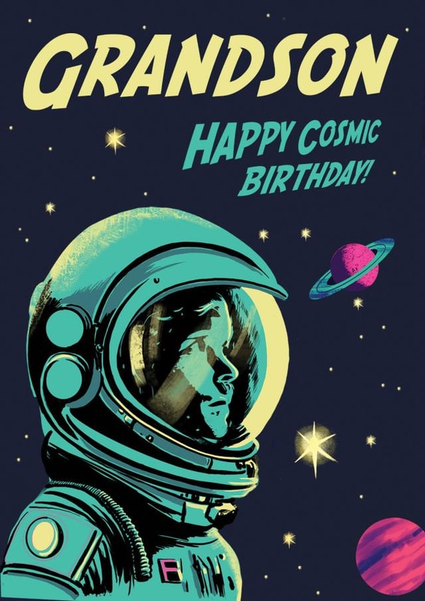 Retro Birthday Card - Space Astronaut - Grandson created by Rocket68