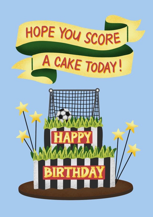 Cute Birthday Card - Football Cake - Hope You Score a Cake Today created by Drafts n Doodles