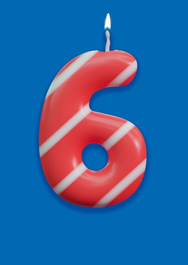 Classic Birthday Card - 6 Today - Candle created by Art Thunderclap