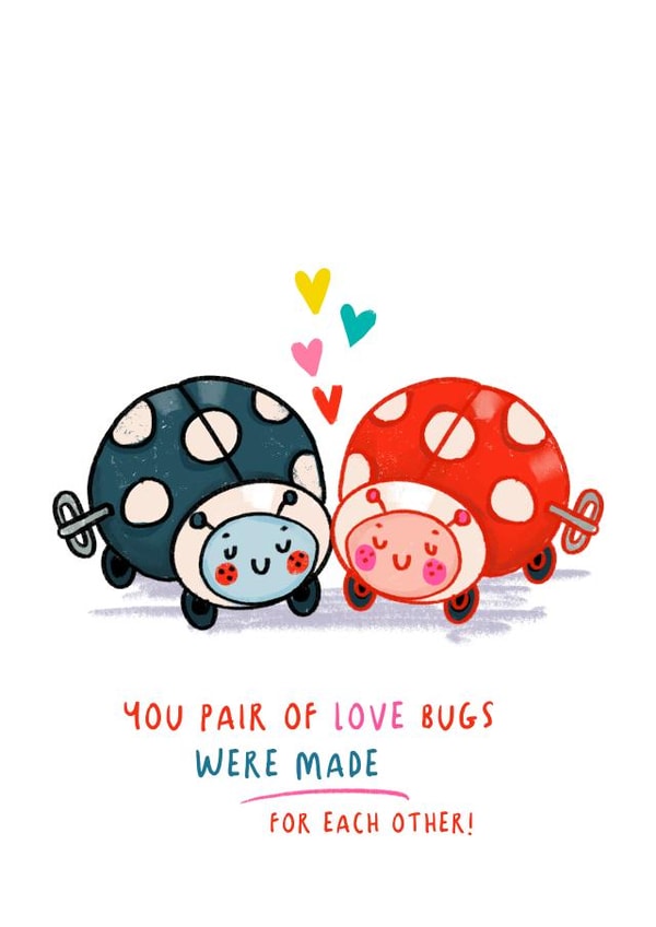 Cute Anniversary Card - For Happy Couple - Love Bugs created by NICHOLA COWDERY ILLUSTRATIONS 