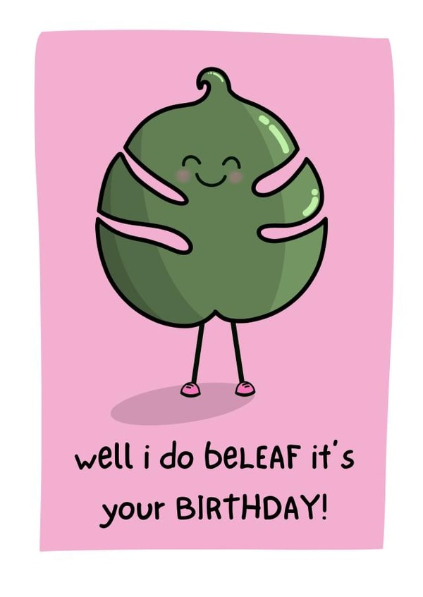 Cute Pun Leaf Birthday Card created by Dinky Dino