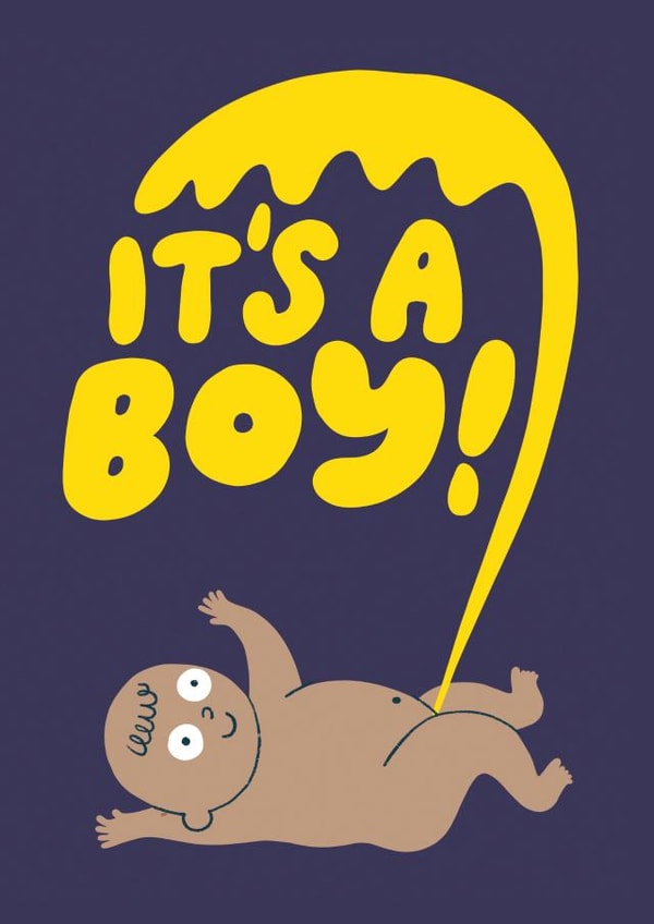 Funny New Baby Card - It's A Boy - Pee 1001 created by Stoats & Weasels