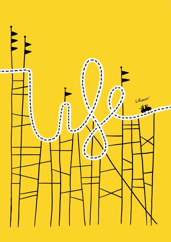 Cute and Heartfelt Card - Life is a Rollercoaster created by Stoats & Weasels