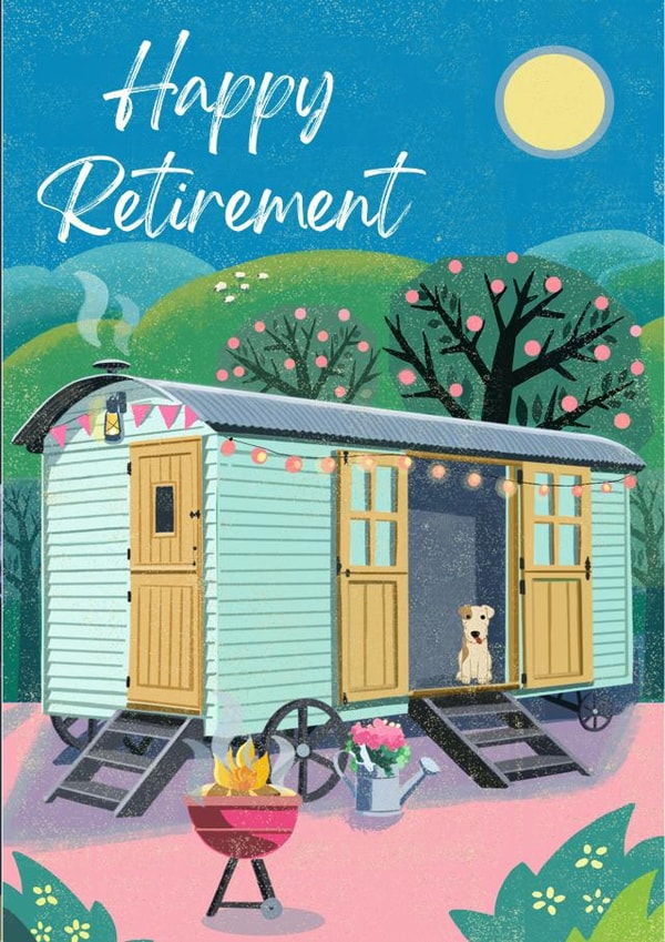 Pretty Retirement Card - Shepherd's Hut - Camping created by Rocket68