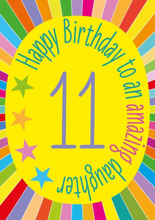 Fun 11th Birthday Card - For Daughter - Colourful Stars created by size3art