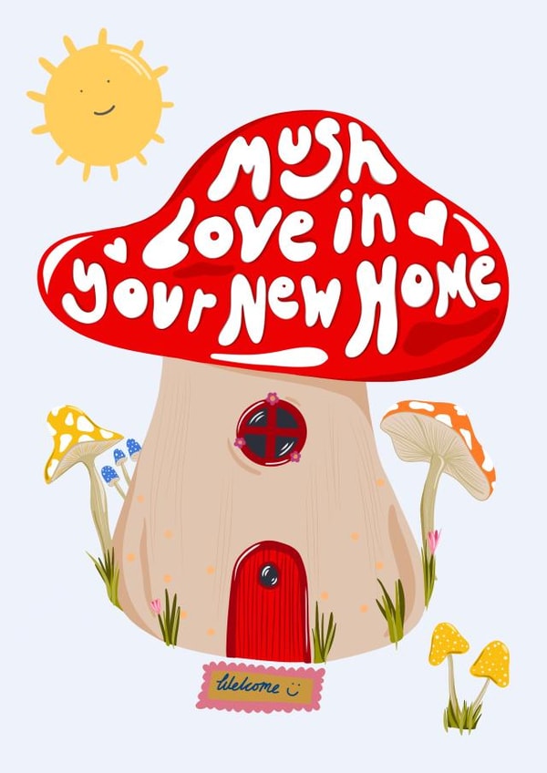 Mush Love in Your New Home, New Home Card, New Homeowner Card, New House Card created by AmySrvc Illustration