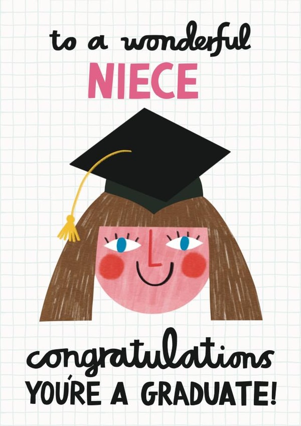 Cute Graduation Card - For Niece - Congratulations You're A Graduate! created by Alice Mole Illustration