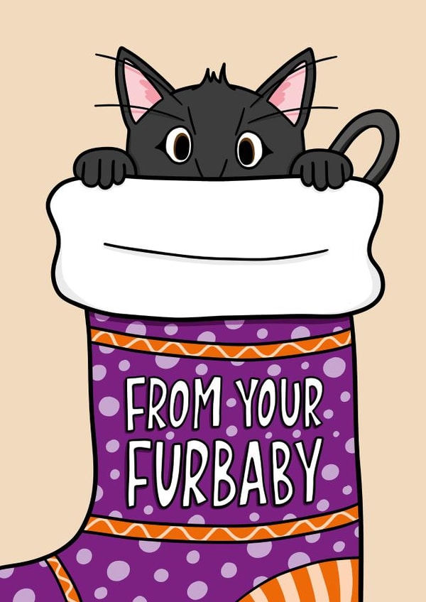 From The Cat Card - Cat Owner Christmas Card - Black Cat Card - Cute Furbaby created by TeePee Creations
