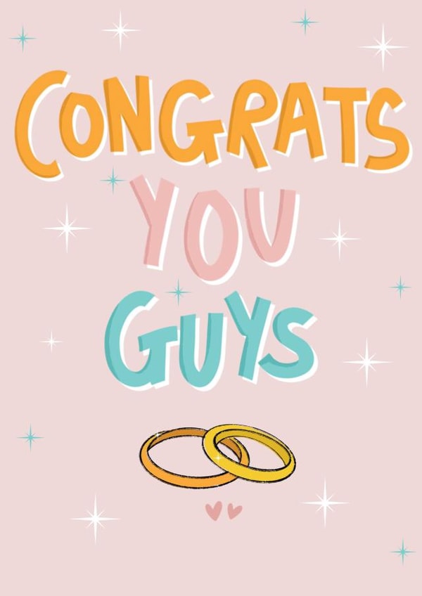 Cute Wedding Card - Congrats You Guys created by Sweetlove Press