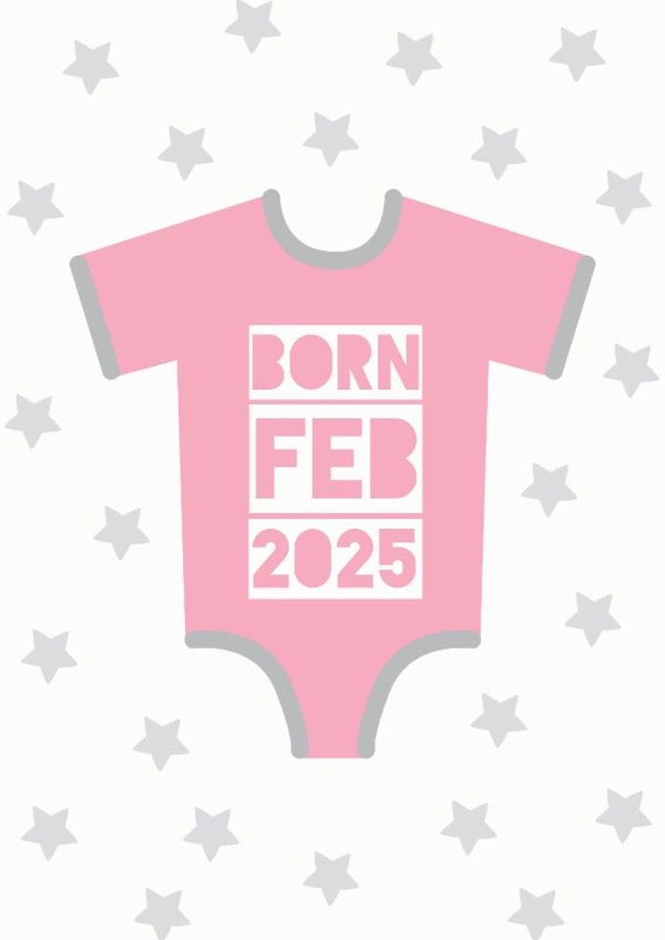 Cute new baby card - born February 2025 created by Tangerine Lamp