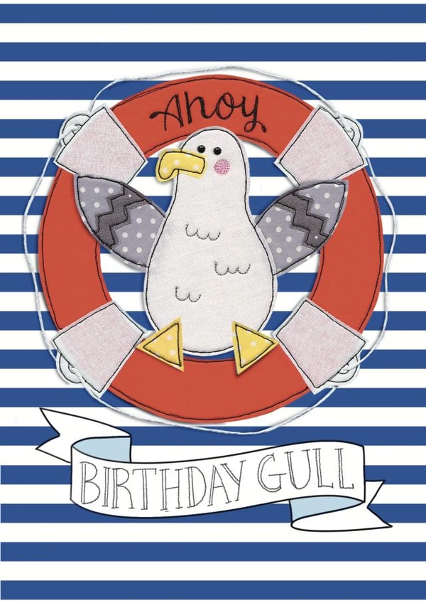 Cute Seagull Birthday Card - Ahoy - Nautical themed created by Spells and Spindles