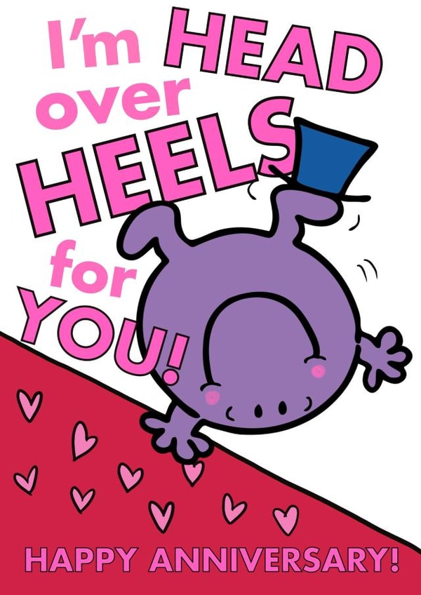 Cute Anniversary Card - Mr. Men - Mr. Impossible - Head Over Heels created by Mr. Men