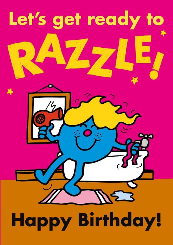 Fun Birthday Card - Little Miss Somersault - Mr. Men - Ready to Razzle created by Mr. Men