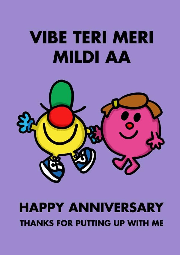 Cute Anniversary Card - Mr. Nonsense and Little Miss Wise - Mr. Men created by Mr. Men