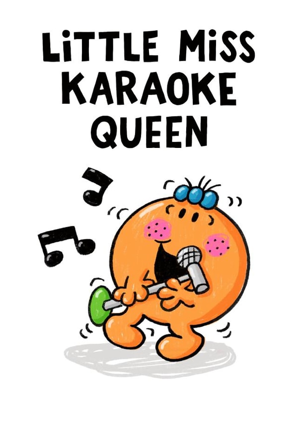 Cute Birthday Card - Mr Men - Karaoke Queen – Little Miss Fun created by Mr. Men