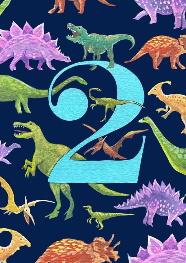 Cute dinosaur card for boy or girl turning two today created by While Sadie Sleeps