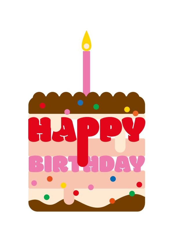 Cute Birthday Card - Fun Birthday Cake created by Dicky Bird