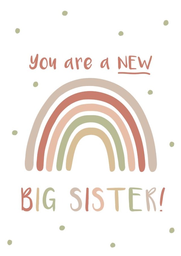 Cute new big sister card to welcome the new baby created by Kind of Simple Designs