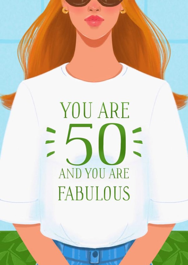 Cute birthday card for 50th birthday created by Albina Uvarova