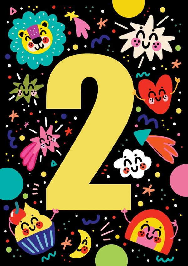 Cute Birthday Card - 2 - Retro Space created by NICHOLA COWDERY ILLUSTRATIONS