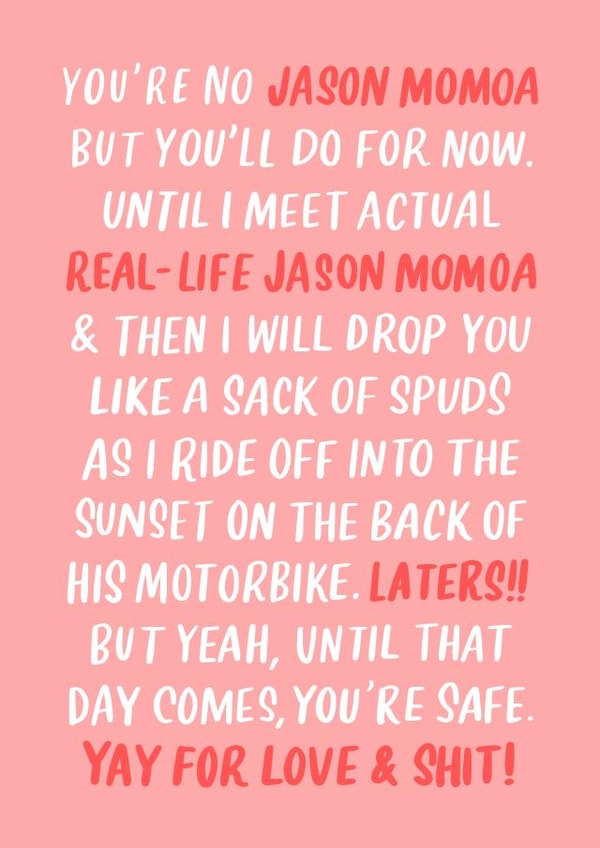 Funny Card For Boyfriend or Husband - Birthday - Anniversary - Jason Momoa created by Violet and Alfie